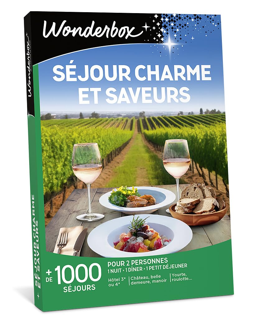 Wonderbox Séjour Charme et Saveurs coffret nuit dîner pour 2