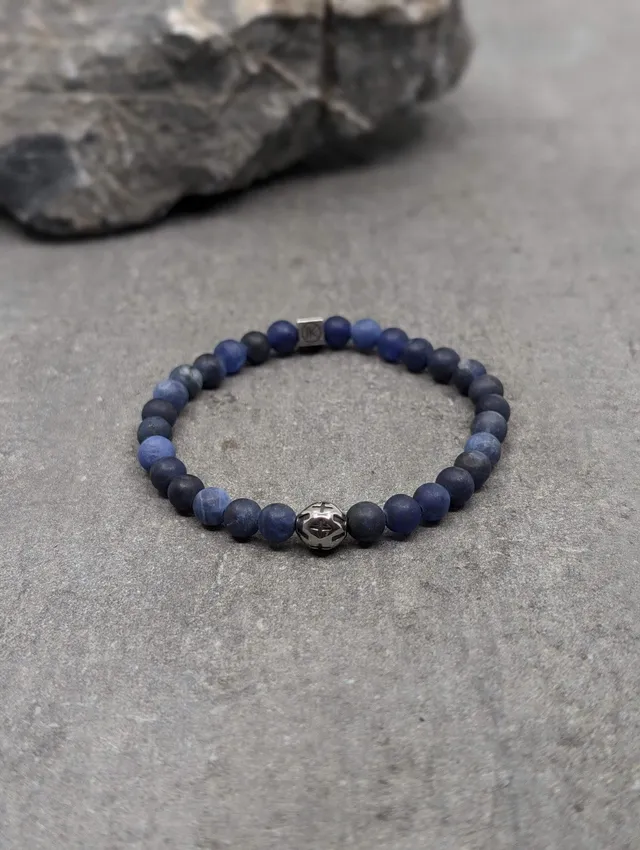 IKOBA Bracelets sodalite dépolie 6mm bracelet motif acier