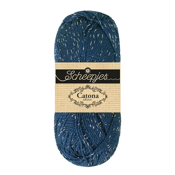Scheepjes Catona Shine 527 Minuit fil coton argent