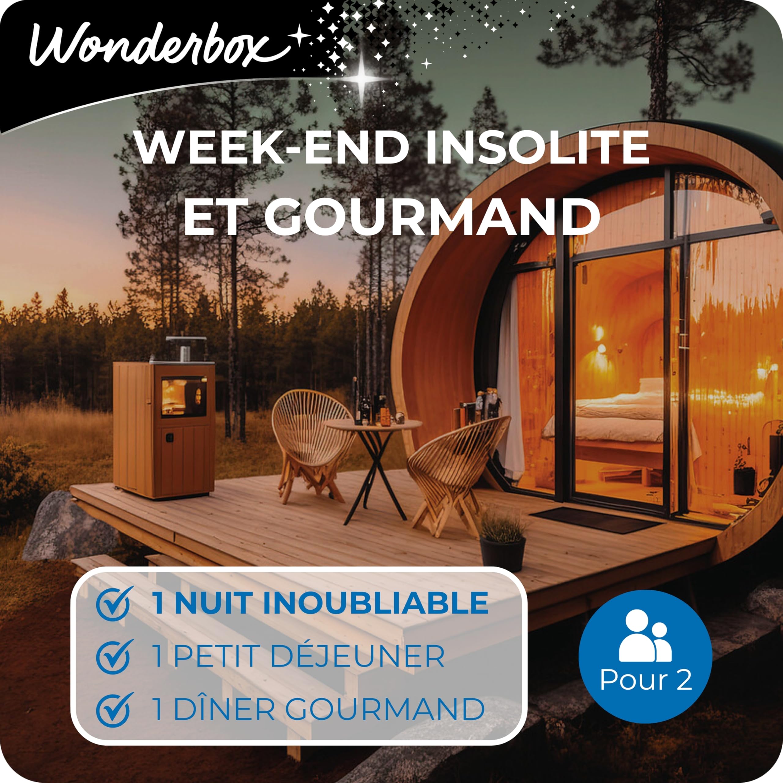 Wonderbox Week-End Insolite et Gourmand coffret séjour 2 pers