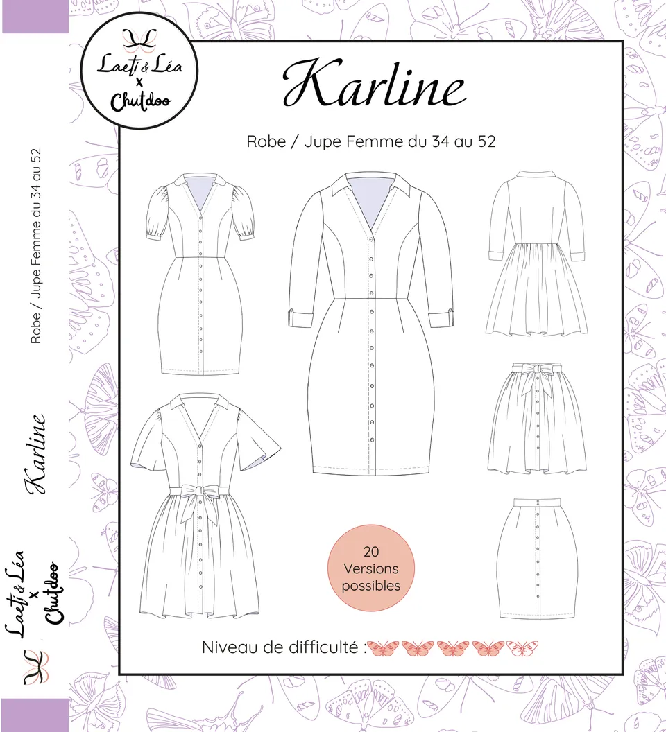 Laeti & Léa Karline patron couture robe jupe 34-52 PDF
