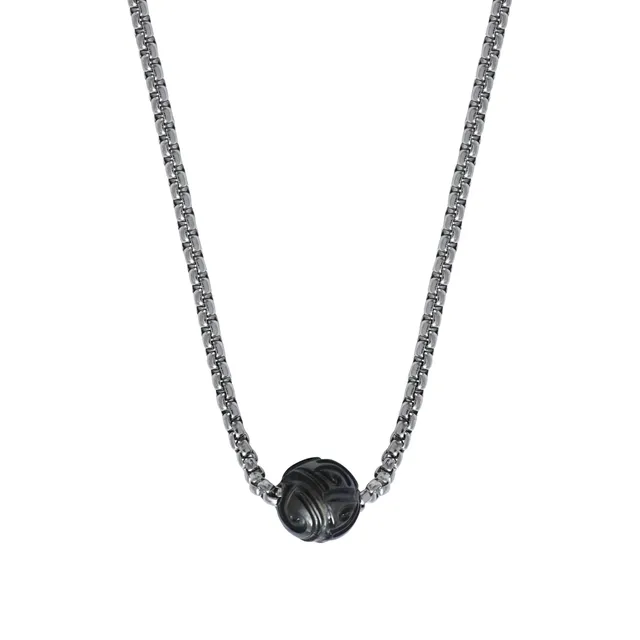 IKOBA Collier Perle de Tahiti Gravée Chaîne Argentée
