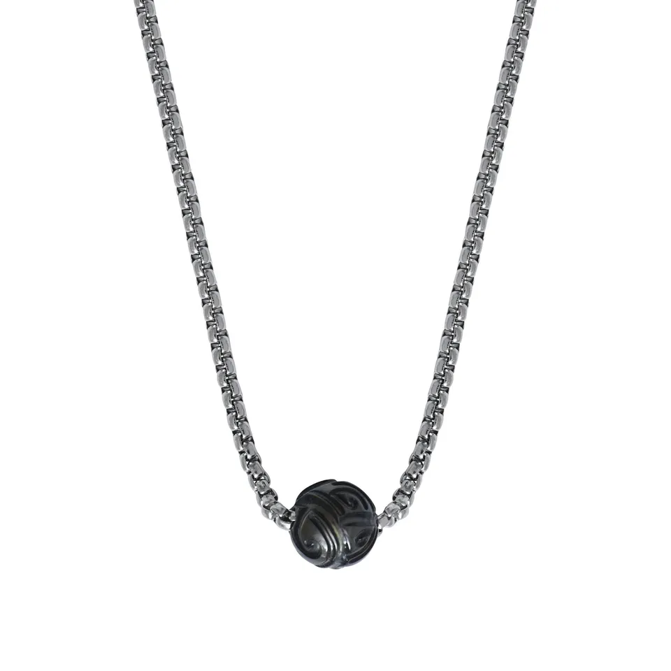 IKOBA Collier Perle de Tahiti Gravée Chaîne Argentée