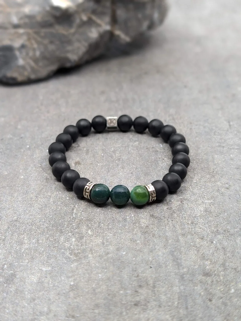 IKOBA Bracelets bracelet agate mousse noire 8mm mat