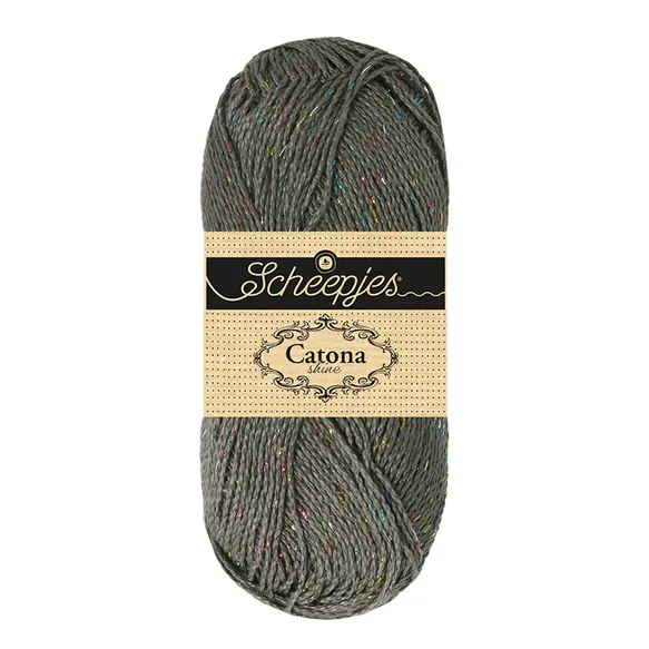 Scheepjes Catona Shine 242 fil coton gris métal brillant