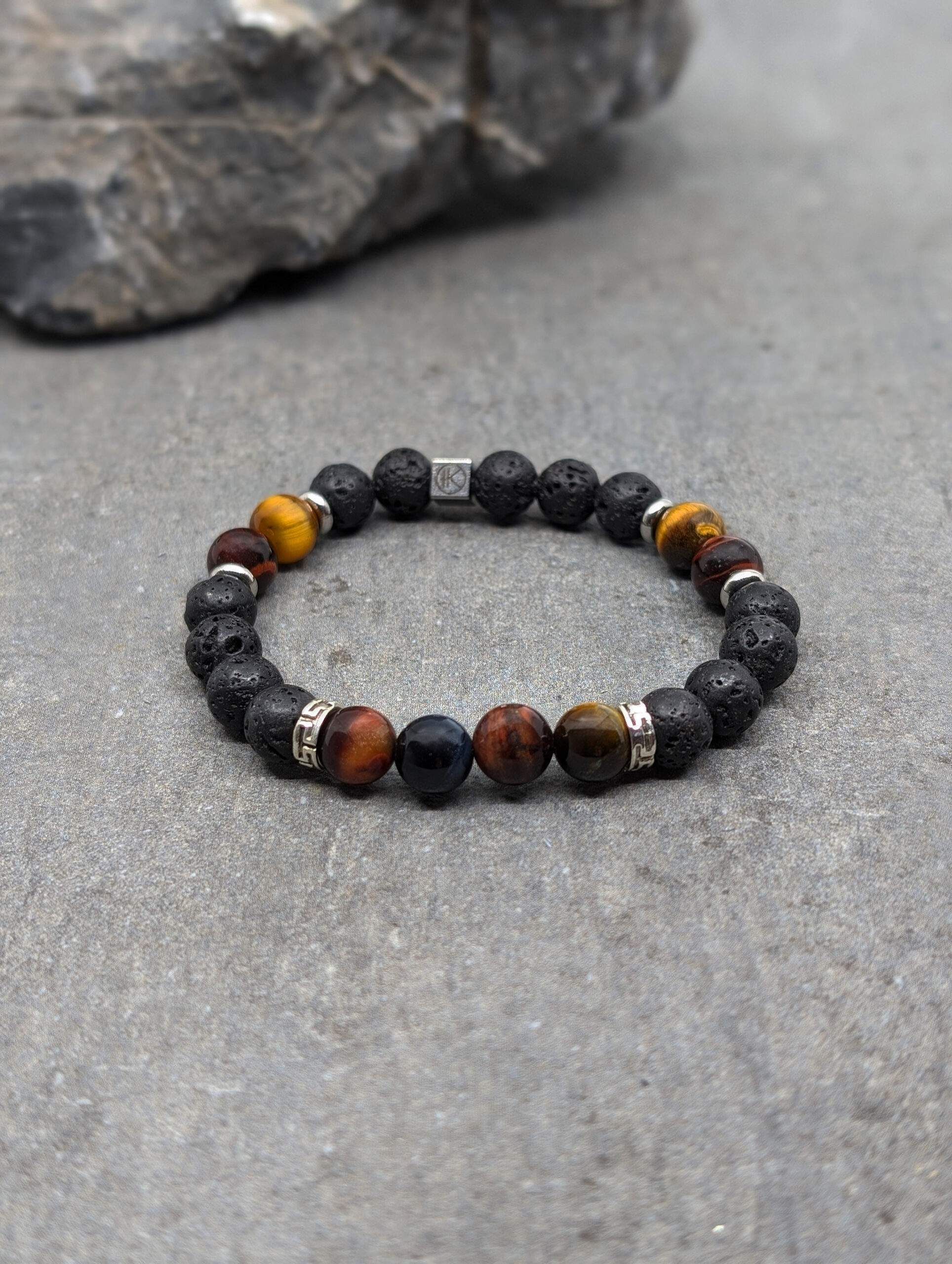 IKOBA Bracelets bracelet trois yeux pierre lave 8mm