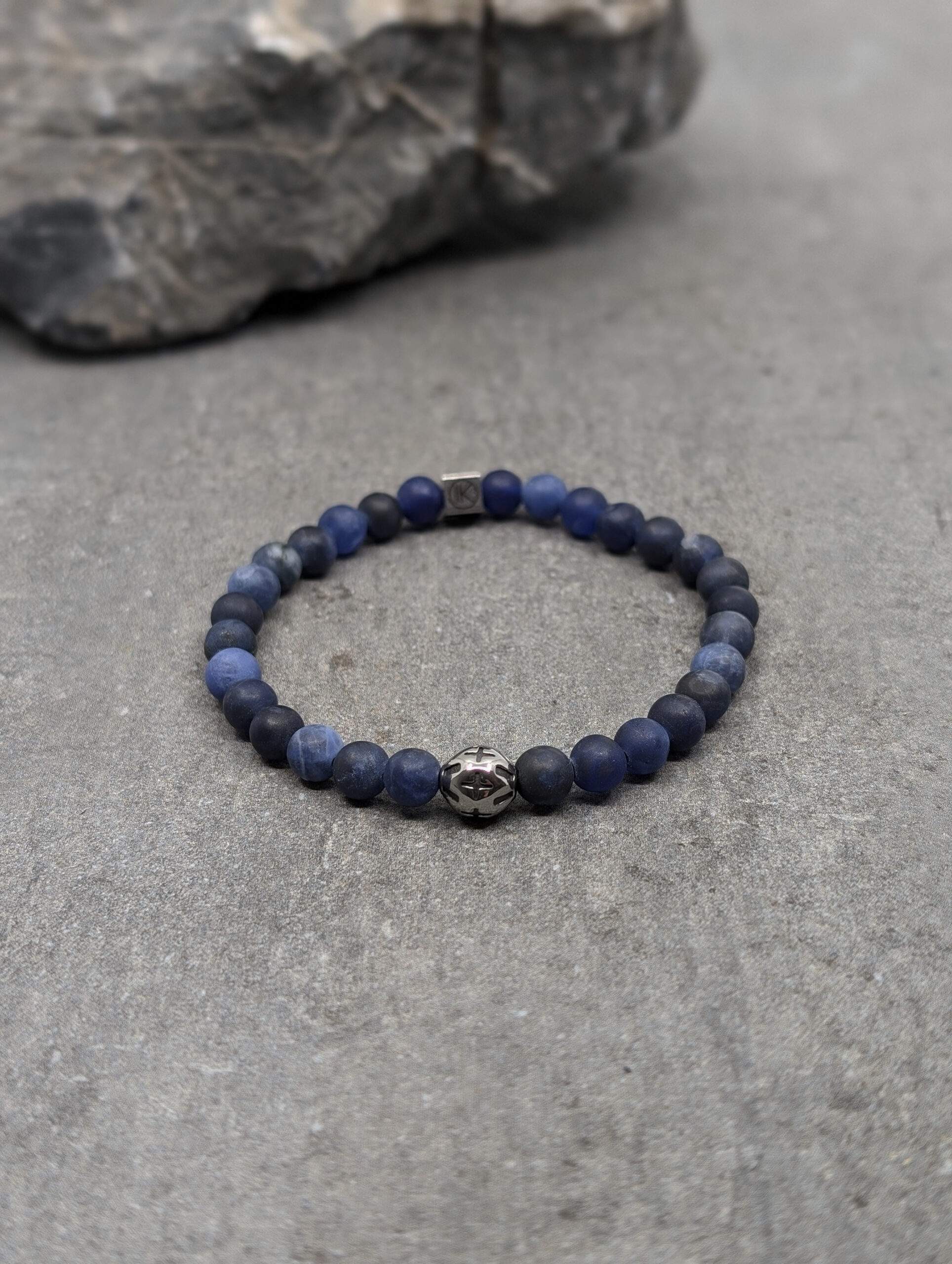 IKOBA Bracelets sodalite dépolie 6mm bracelet motif acier
