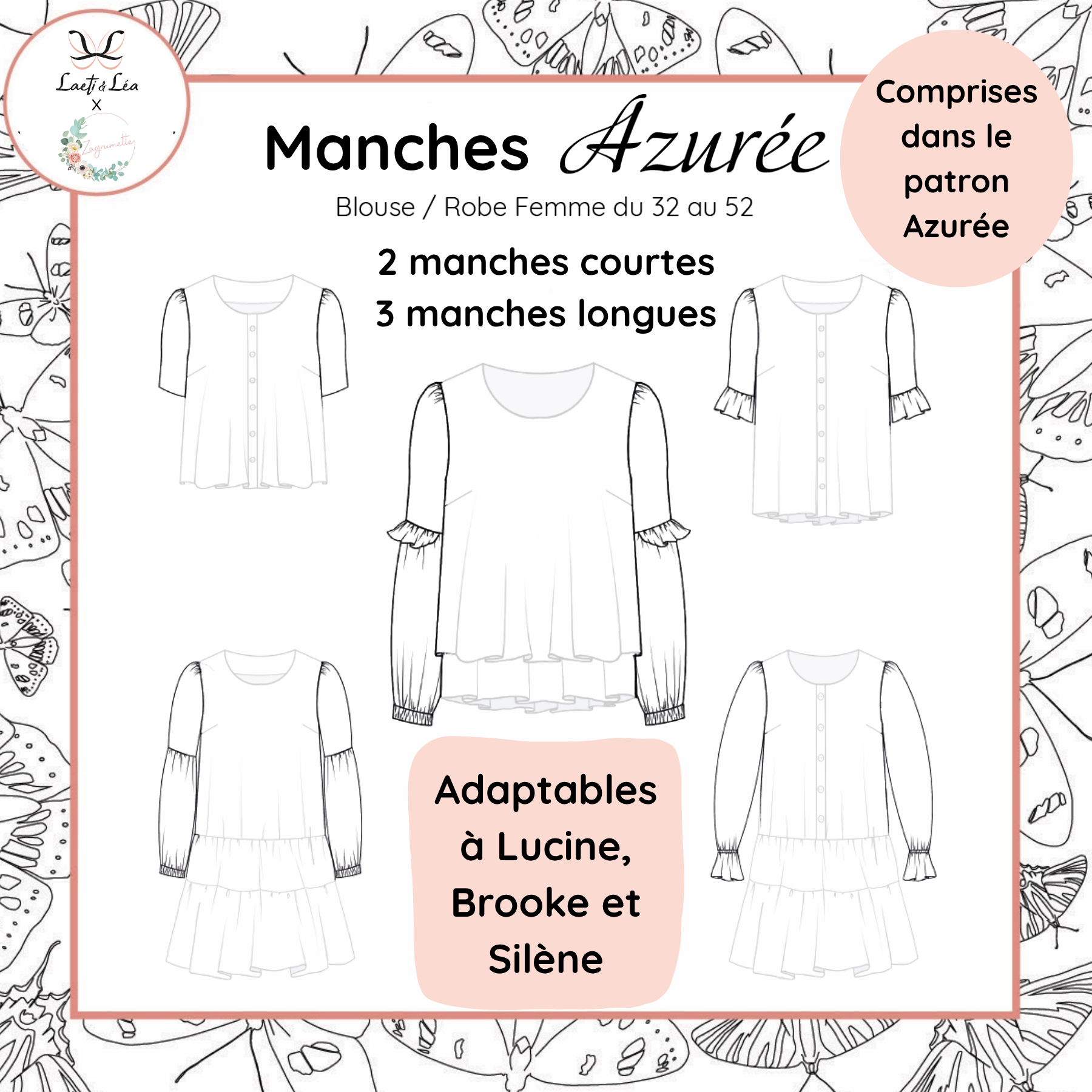 Laeti & Léa Azurée patron manches blouse femme PDF débutant