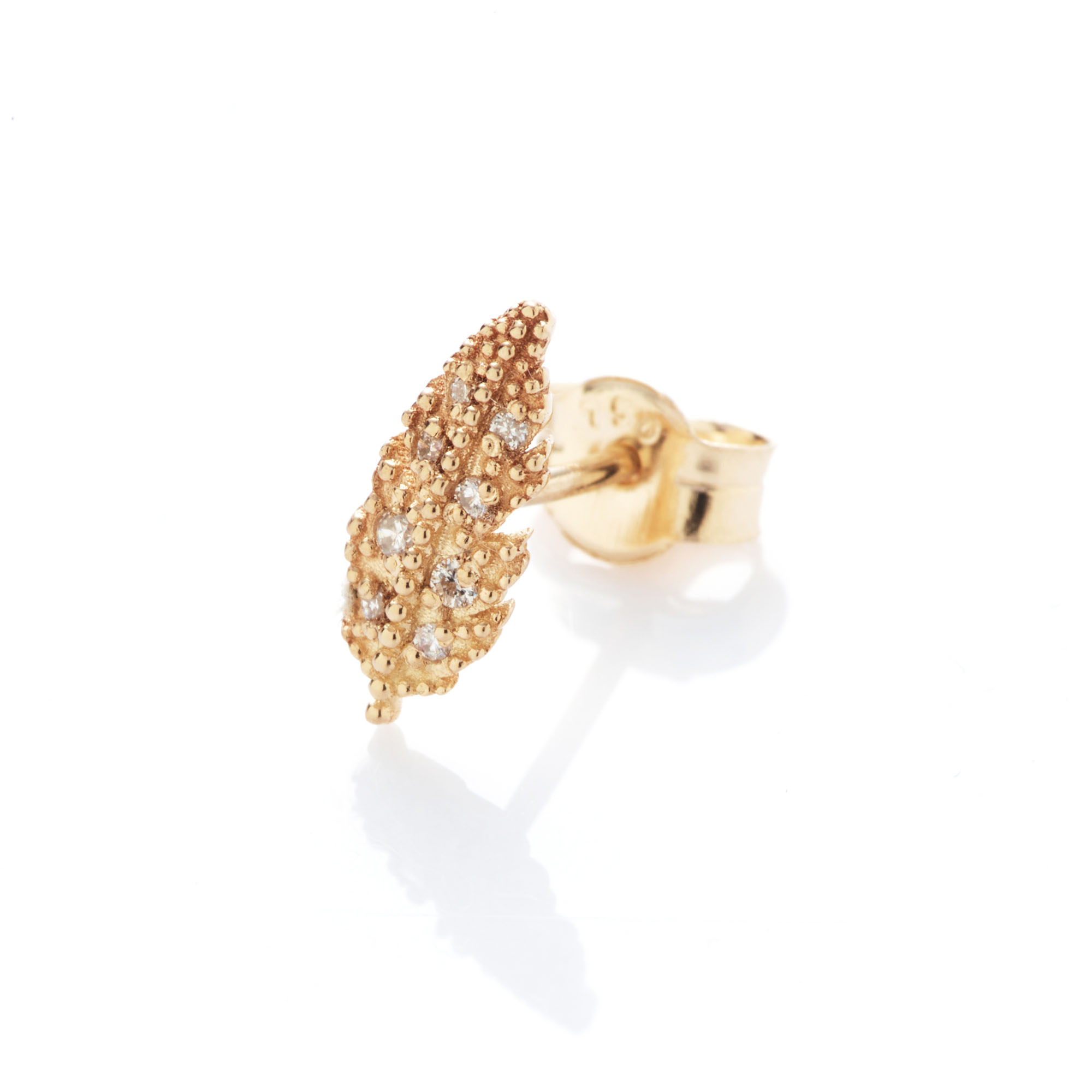 Angèle Brousse Suki puce plume boucle d'oreille or jaune diamants