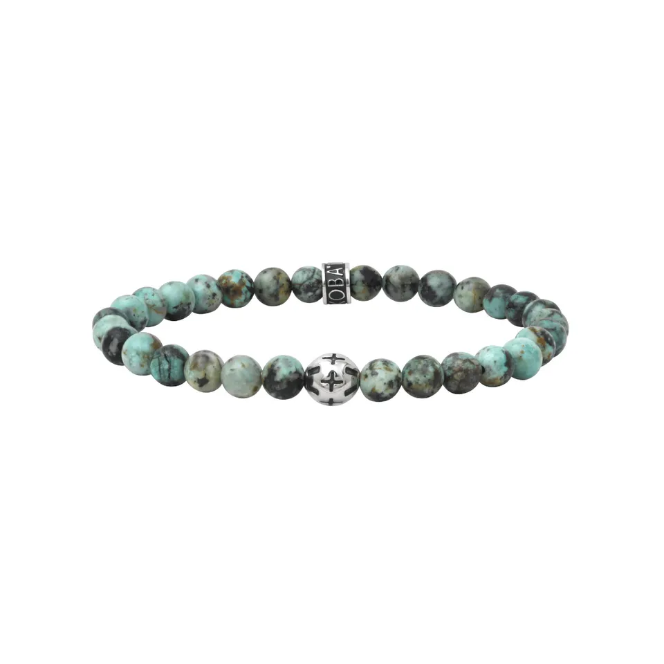 IKOBA Bracelet Turquoise Africaine 6 mm Pierres Naturelles