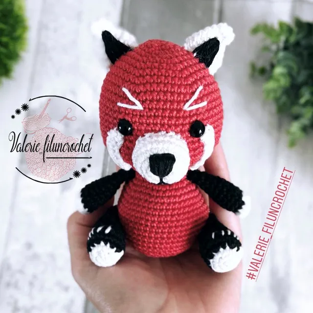 Yushu panda roux tutoriel crochet patron amigurumi