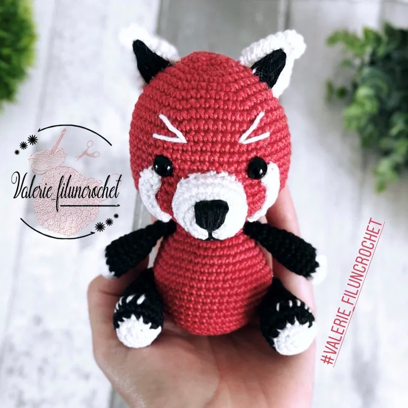 Yushu panda roux tutoriel crochet patron amigurumi