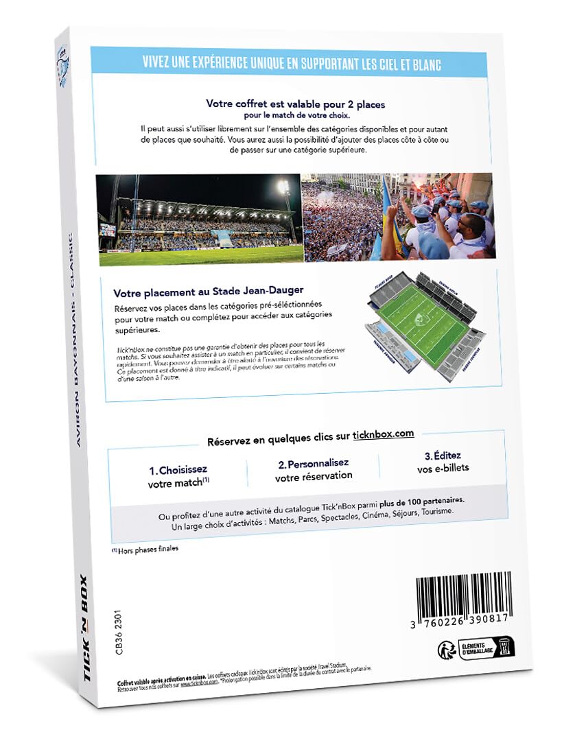 Wonderbox Aviron Bayonnais coffret cadeau match rugby