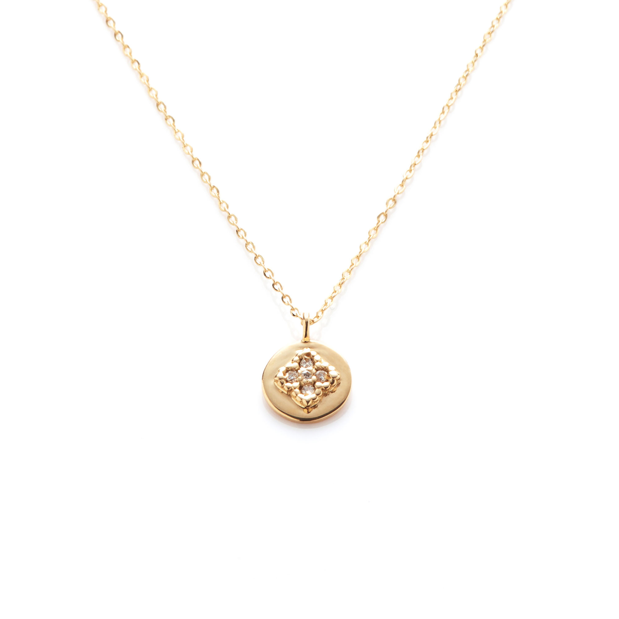 Angèle Brousse Nina collier médaille or 18 carats diamants 44 cm