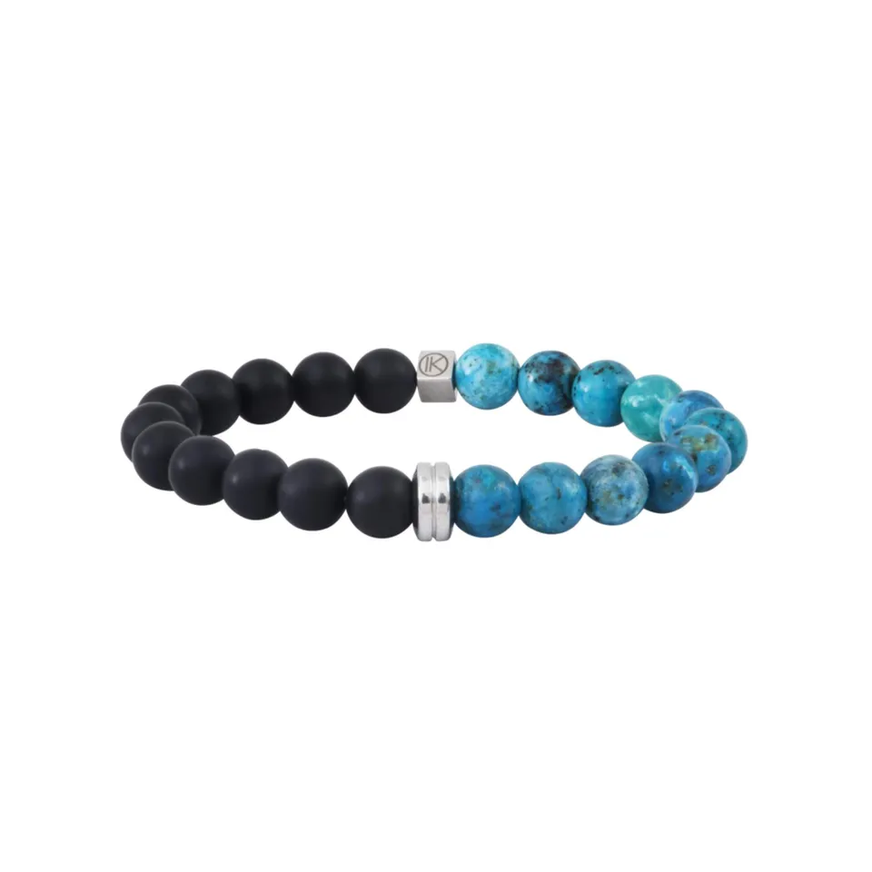 IKOBA Bracelets bracelet bicolore opale bleue agate noire 8 mm