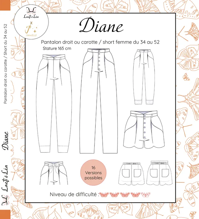 Laeti & Léa Diane 34-52 patron couture pantalon short femme PDF