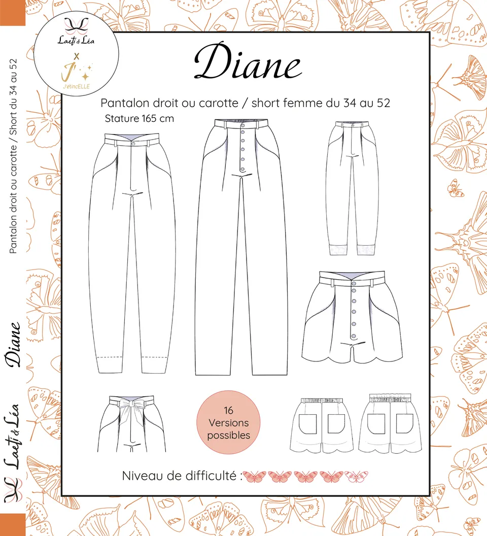 Laeti & Léa Diane 34-52 patron couture pantalon short femme PDF