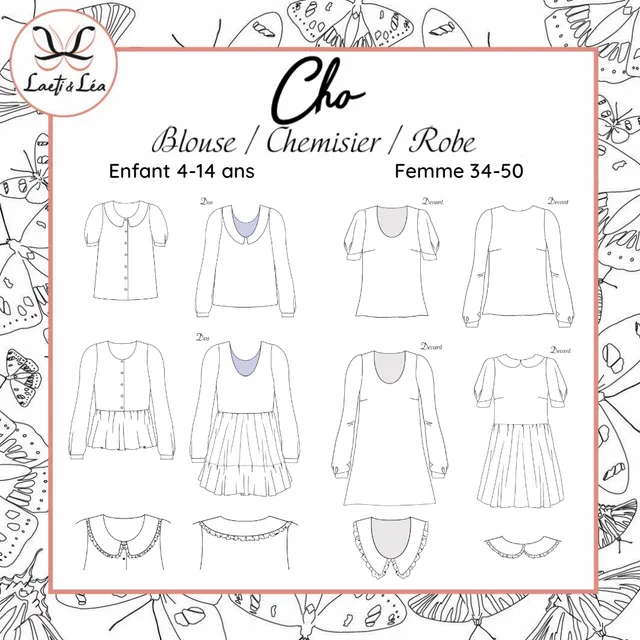 Laeti & Léa Cho Duo patron couture PDF blouse femme enfant 4-14 ans