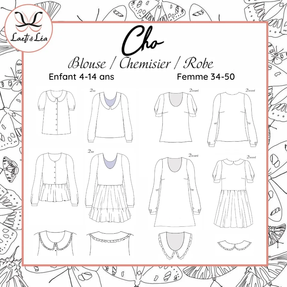 Laeti & Léa Cho Duo patron couture PDF blouse femme enfant 4-14 ans