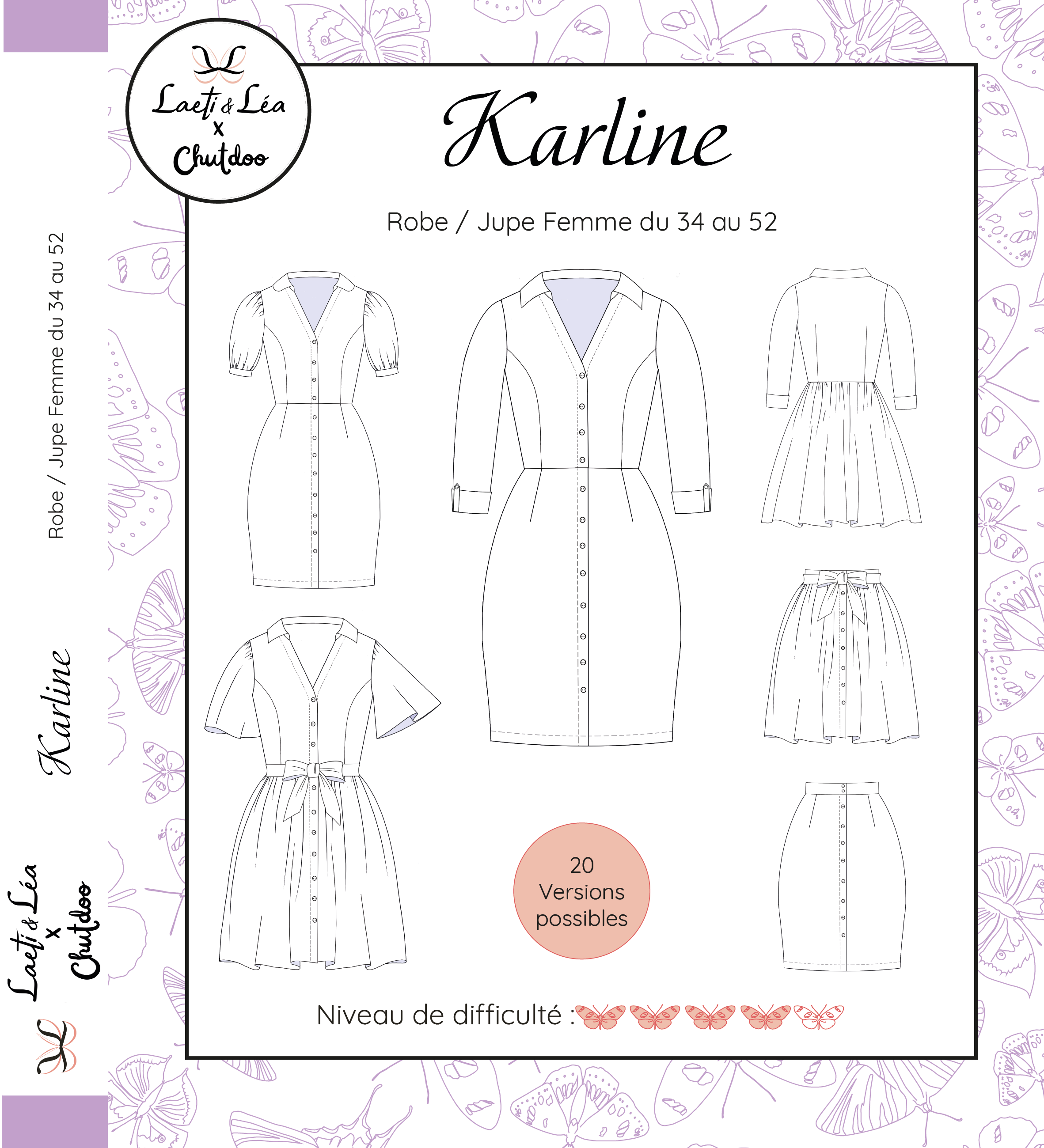 Laeti & Léa Karline patron couture robe jupe 34-52 PDF
