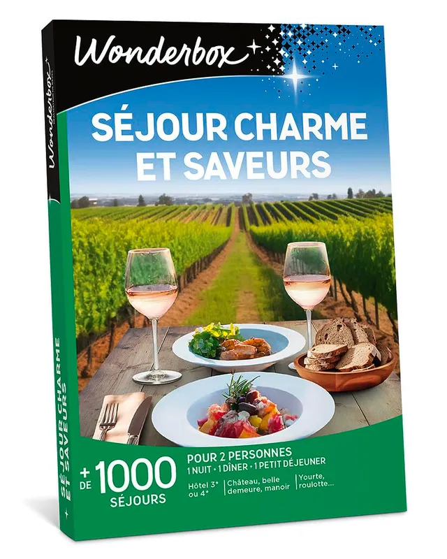 Wonderbox Séjour Charme et Saveurs coffret nuit dîner pour 2