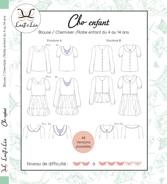Laeti & Léa Cho Junior patron blouse enfant 4-14 ans PDF col plat