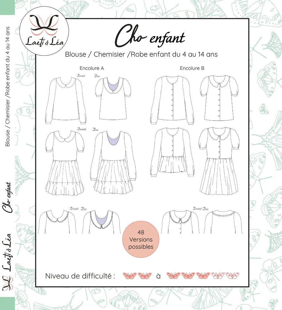 Laeti & Léa Cho Junior patron blouse enfant 4-14 ans PDF col plat