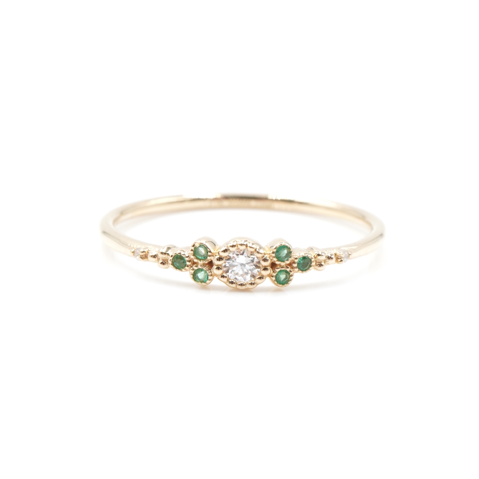 Angèle Brousse Paradis Little bague or émeraudes 6 pierres