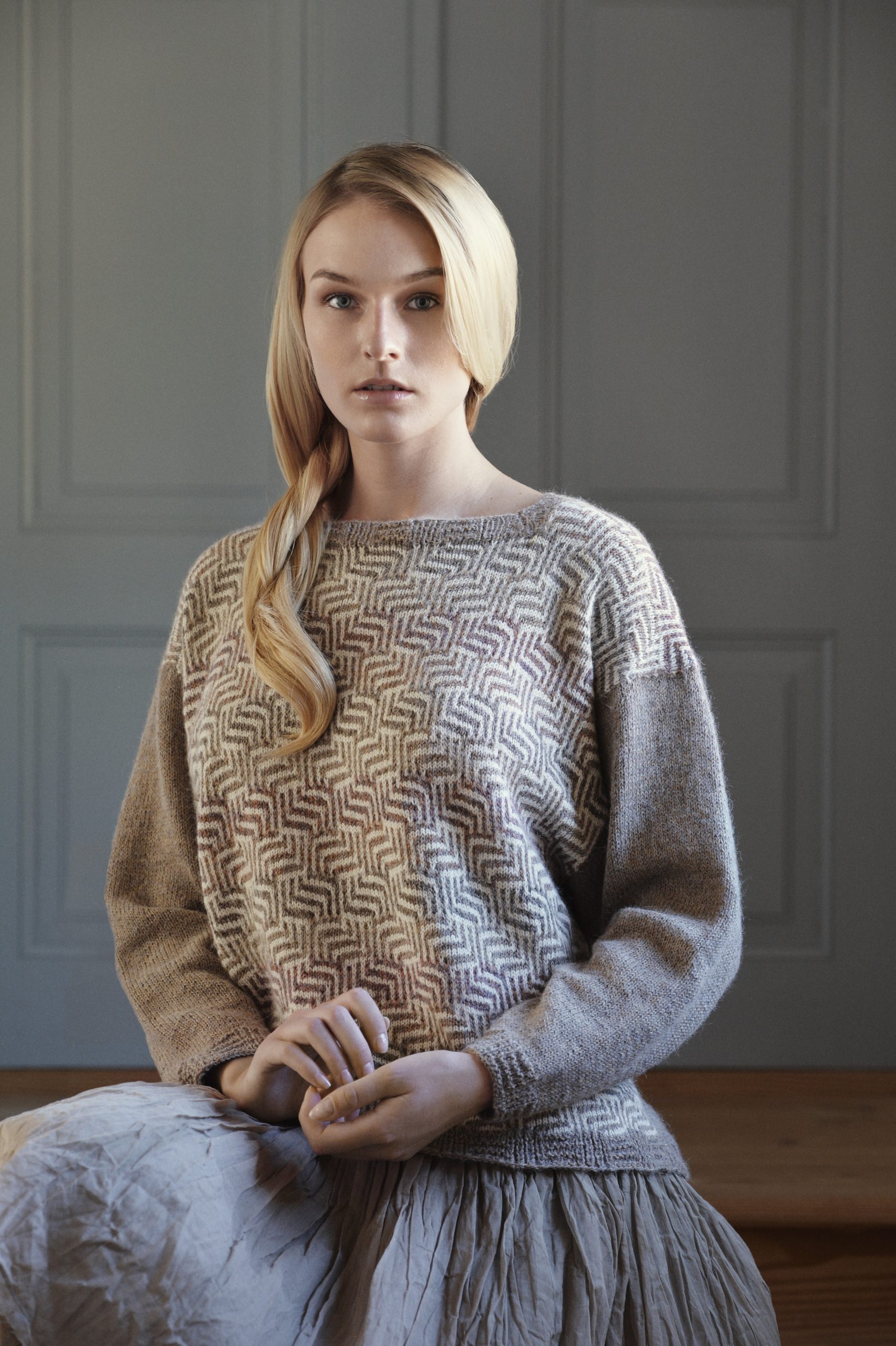 Isager April kit tricot laine pull femme