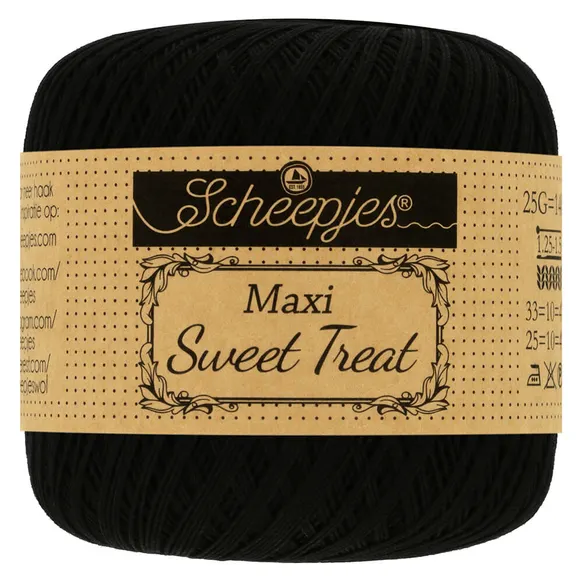 Scheepjes Maxi Sweet Treat 110 fil coton noir 25g yeux