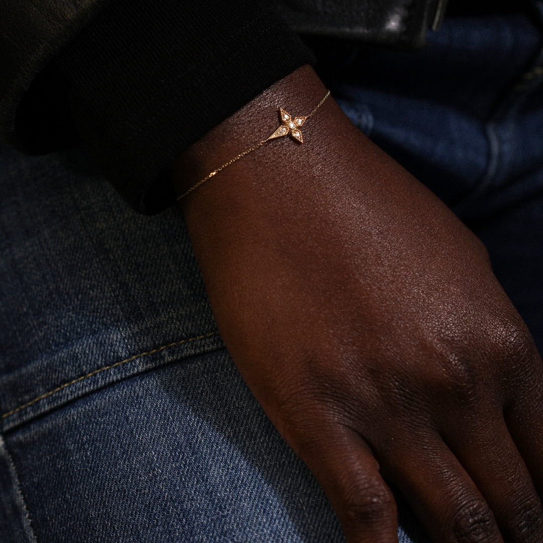 Angèle Brousse Saintes Single Croix bracelet or diamants