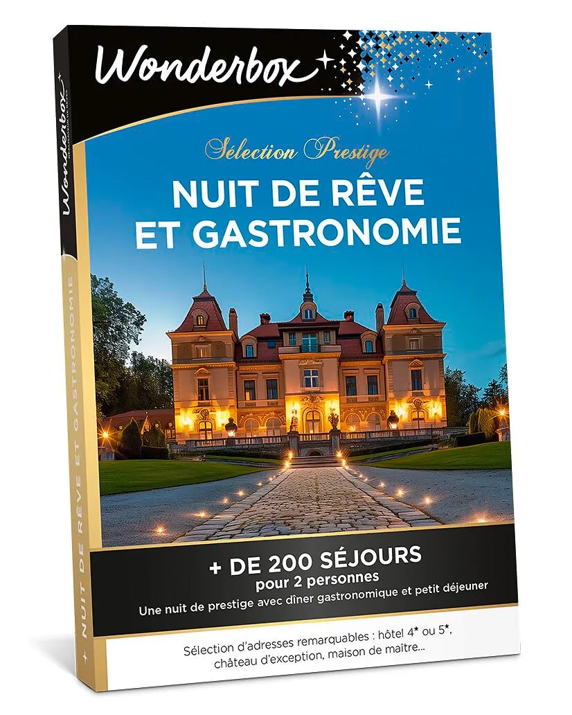 Wonderbox Nuit de Rêve et Gastronomie coffret cadeau 2 pers
