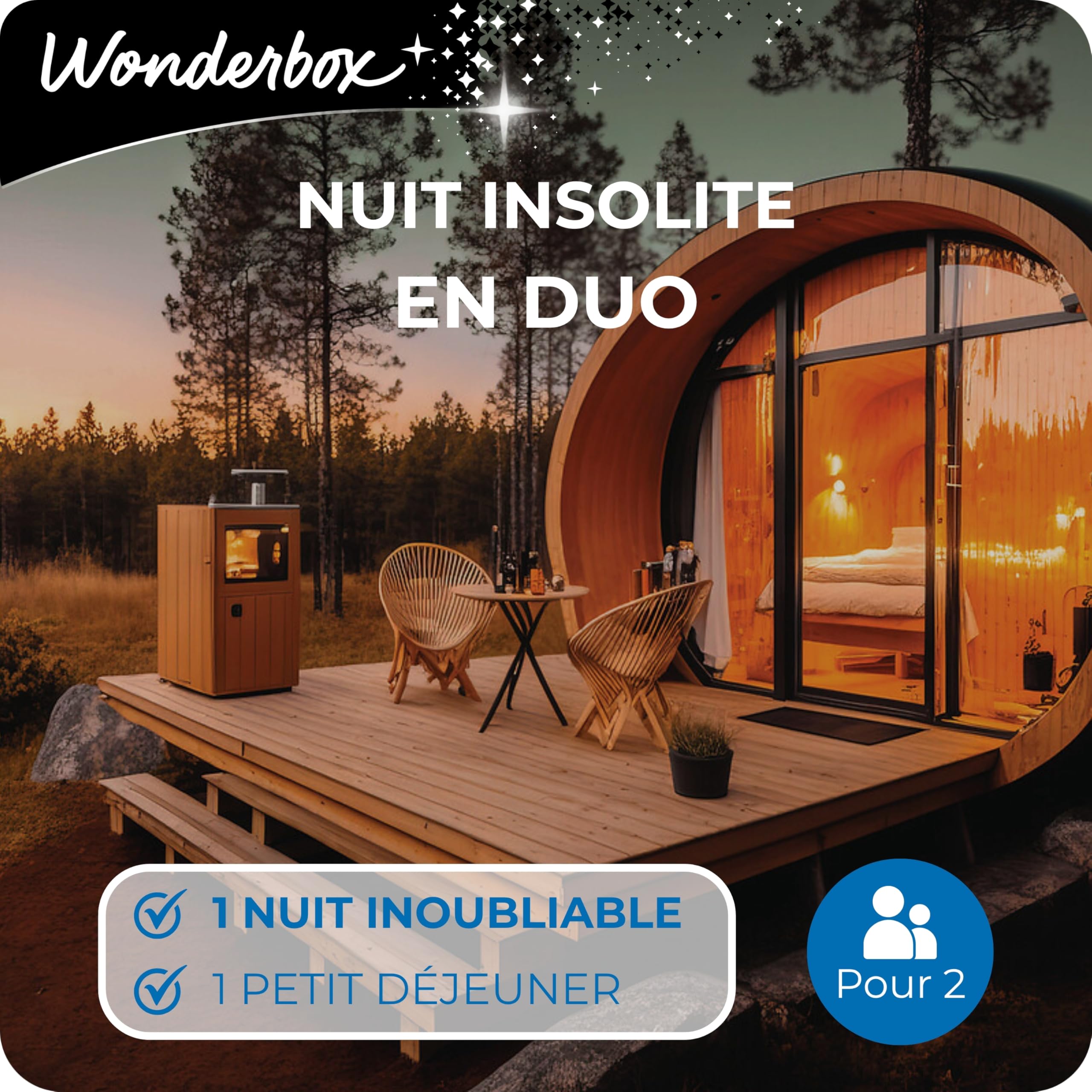 Wonderbox Insolite Nuit en Duo coffret 2 personnes petit-déjeuner