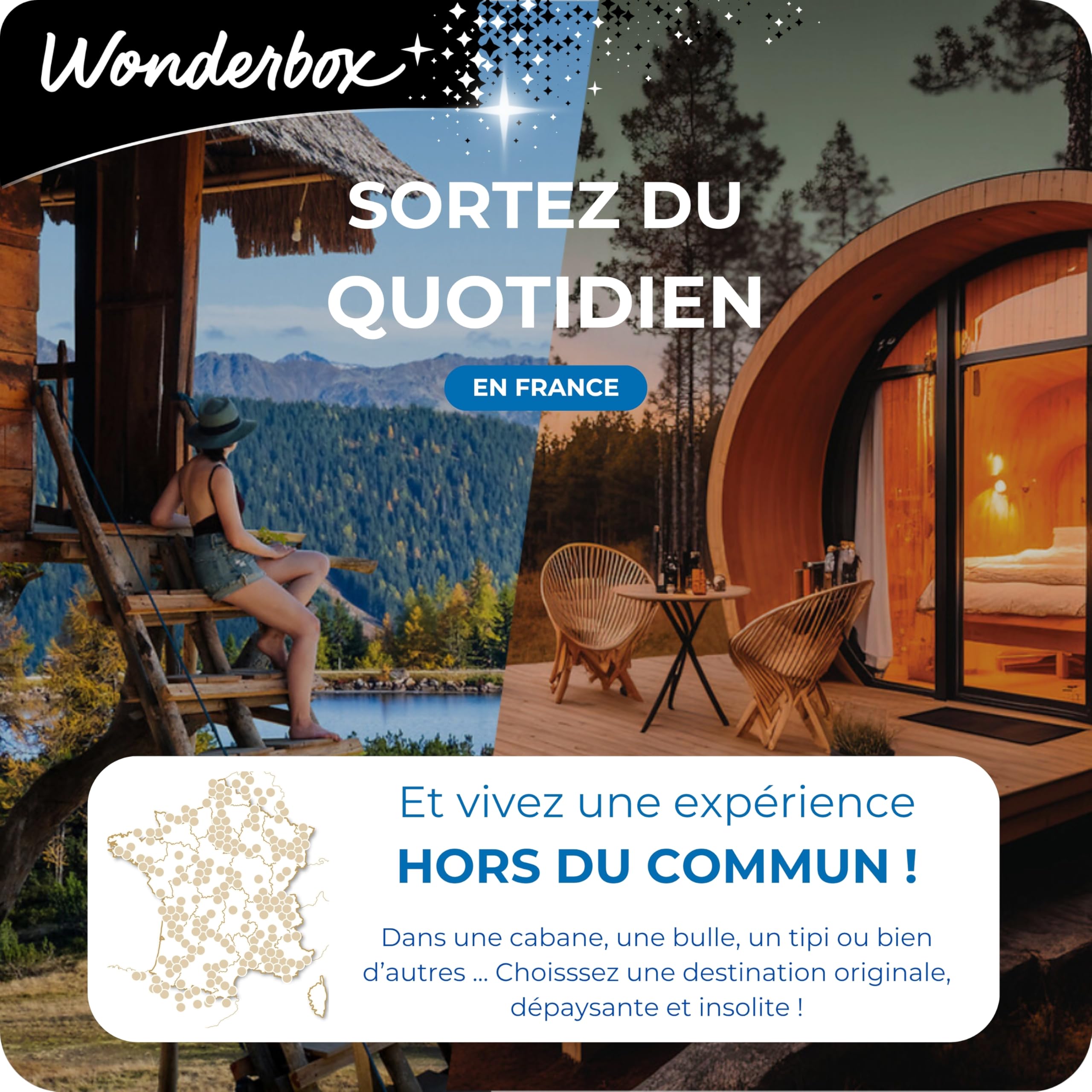 Wonderbox Insolite Nuit en Duo coffret 2 personnes petit-déjeuner
