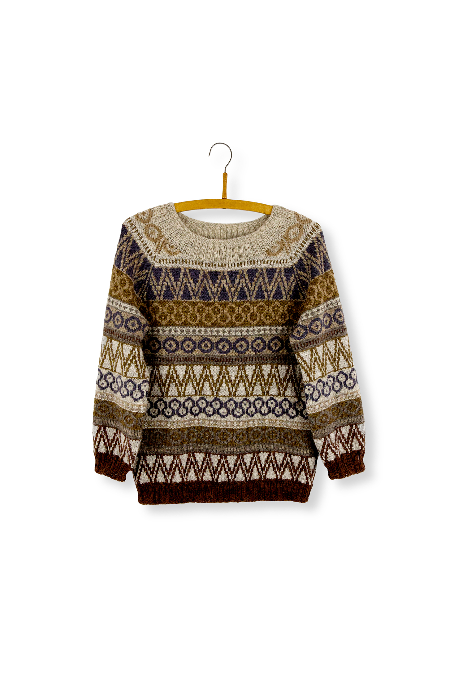 Isager Hen patron tricot modèle pull imprimé