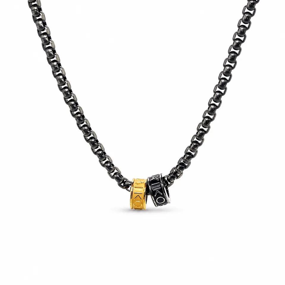 IKOBA Colliers black-oil acier doré collier pendentif