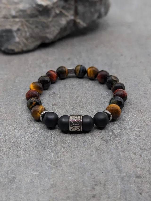 IKOBA Bracelets bracelet agate noire dépolie 10mm 3 yeux