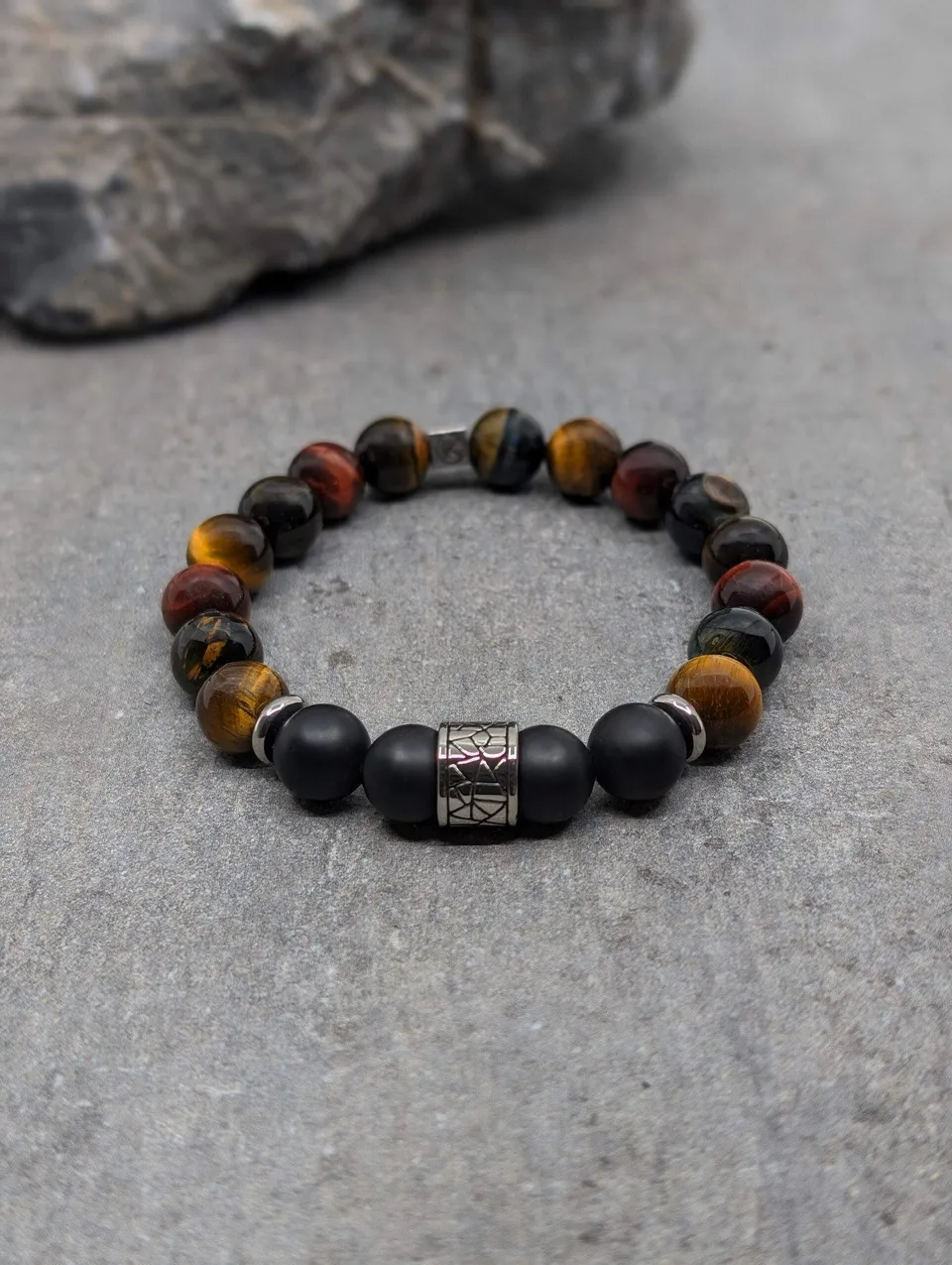 IKOBA Bracelets bracelet agate noire dépolie 10mm 3 yeux