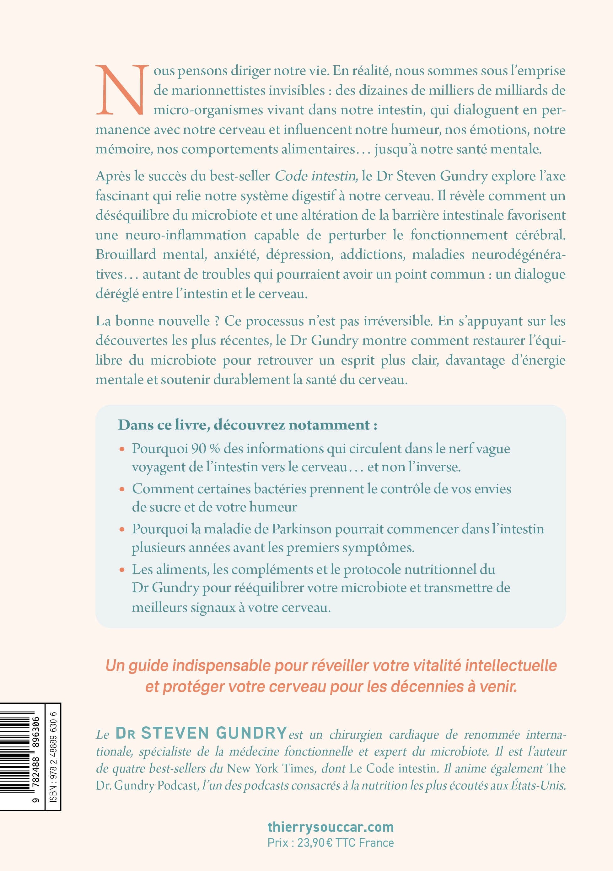 Souccar L'axe intestin cerveau livre broché microbiote Gundry