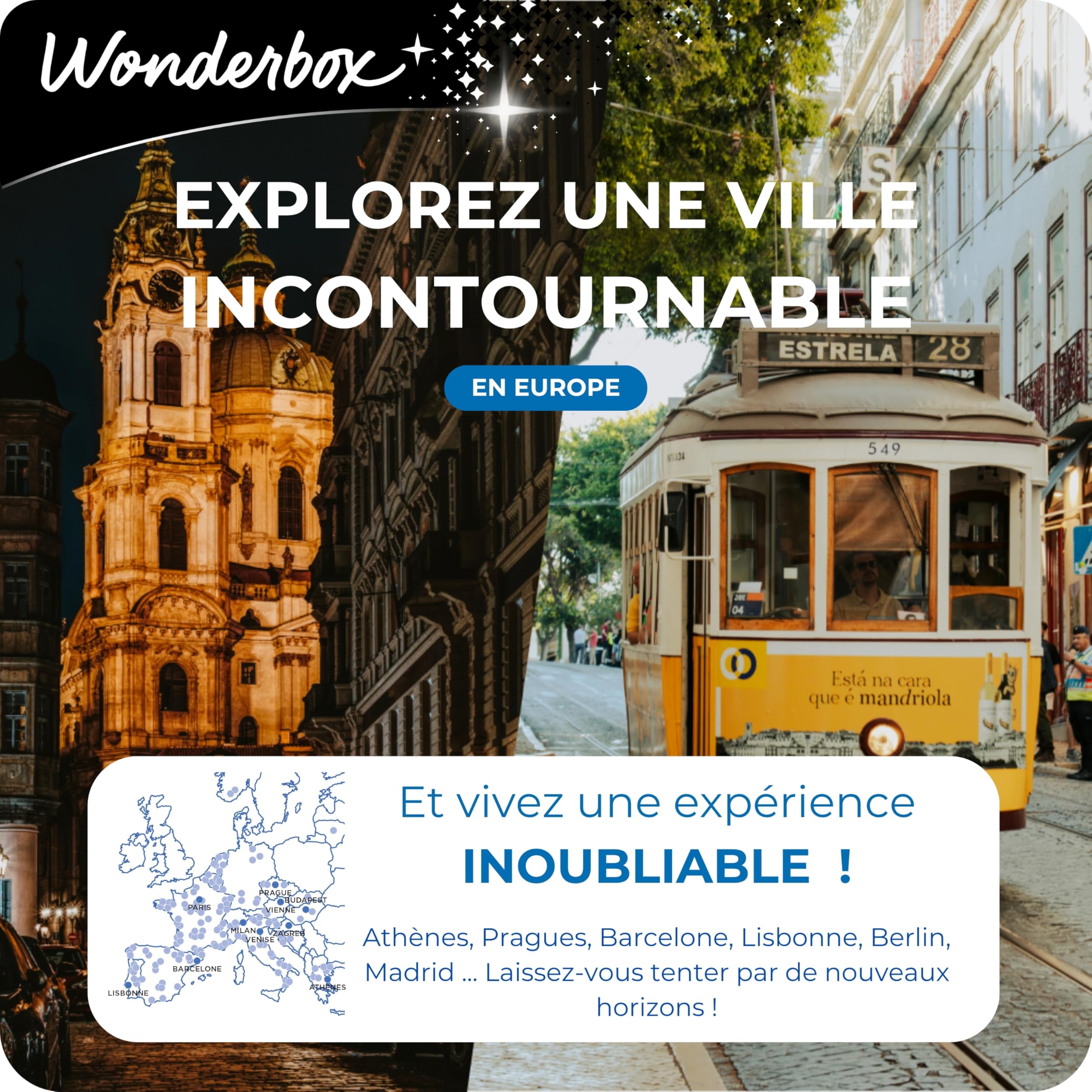Wonderbox 3 Jours Évasion en Europe coffret séjour 2 nuits 2 pers