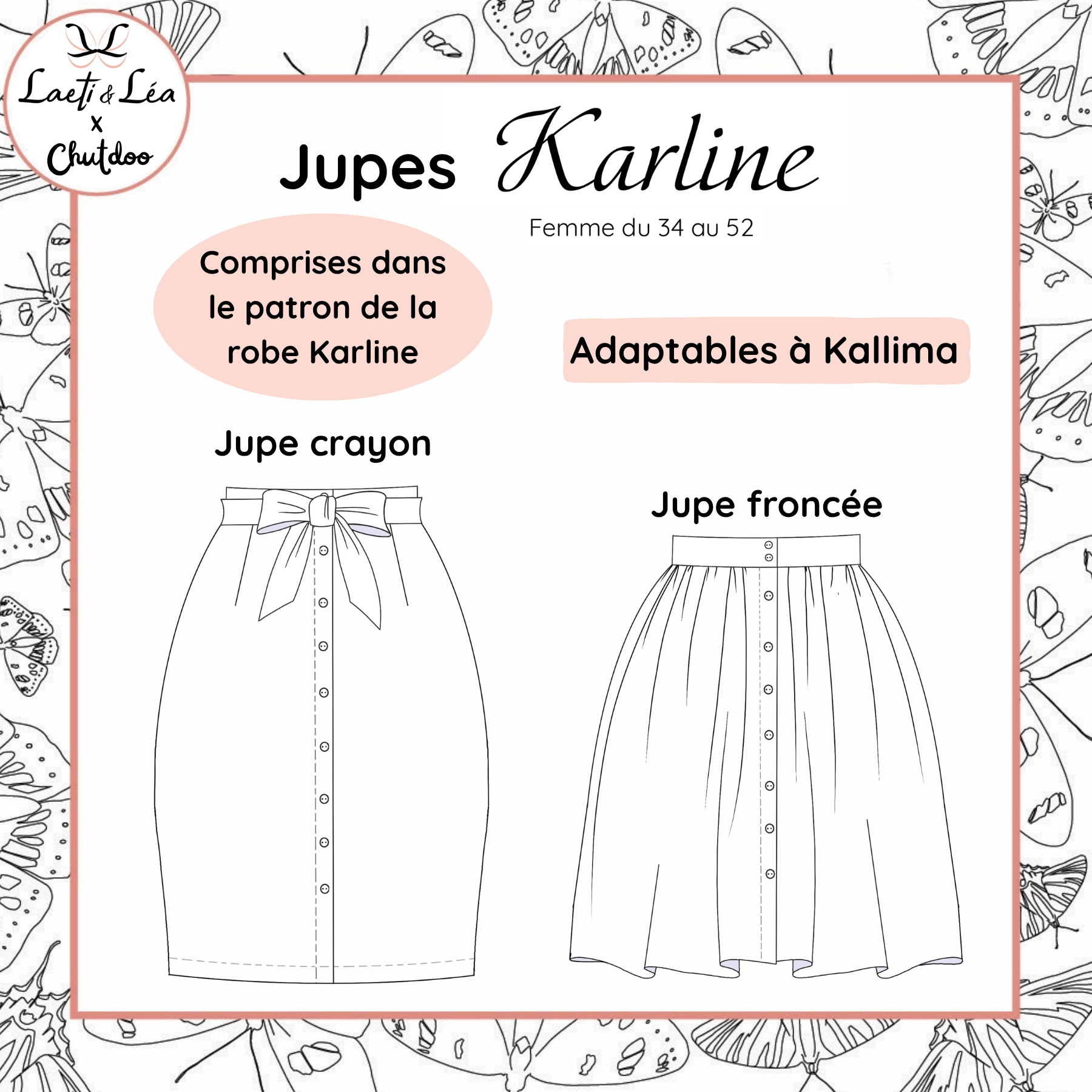 Laeti & Léa Karline patron jupe PDF 34-52 crayon froncée