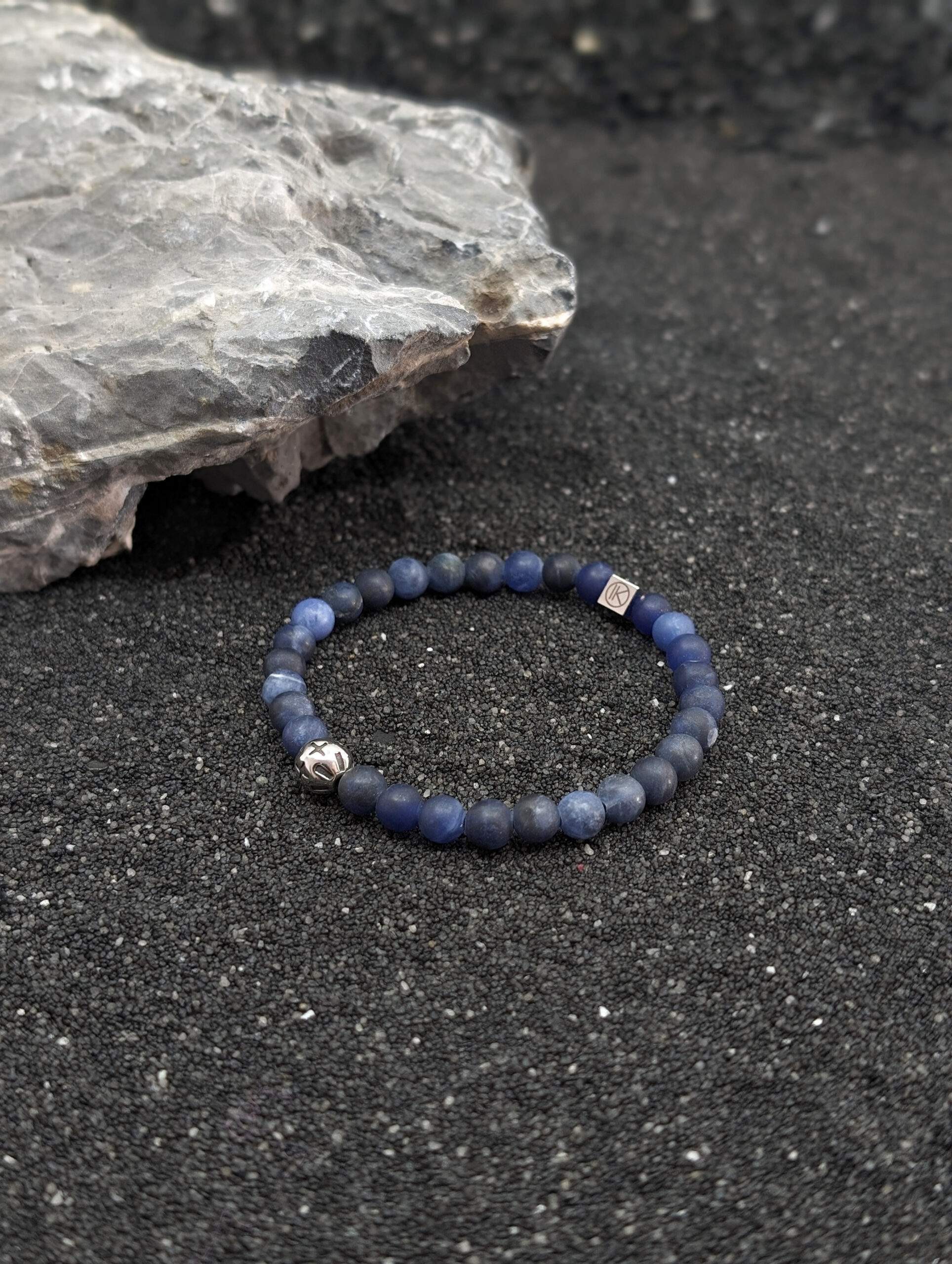 IKOBA Bracelets sodalite dépolie 6mm bracelet motif acier