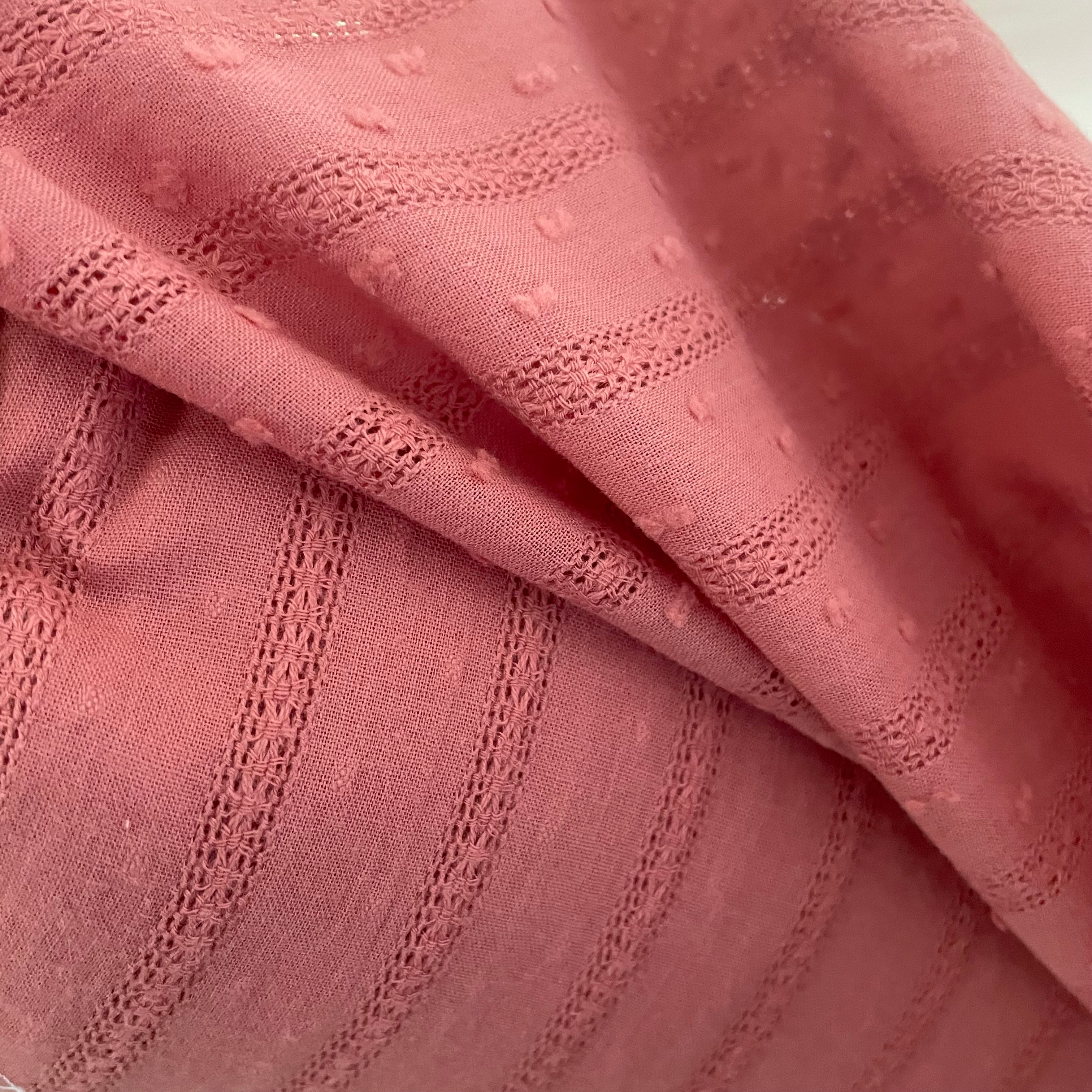 Laeti & Léa voile coton plumetis brodé coupon terracotta