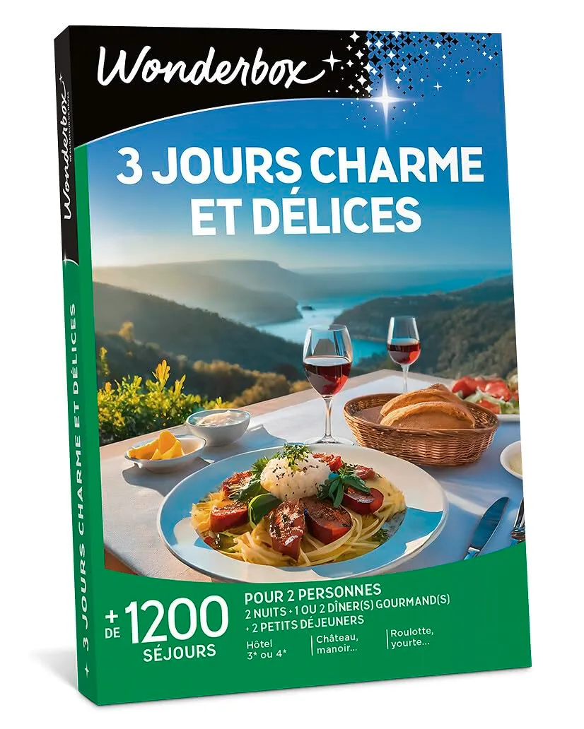 Wonderbox 3 Jours Charme et Délices coffret séjour 2 nuits 2 pers