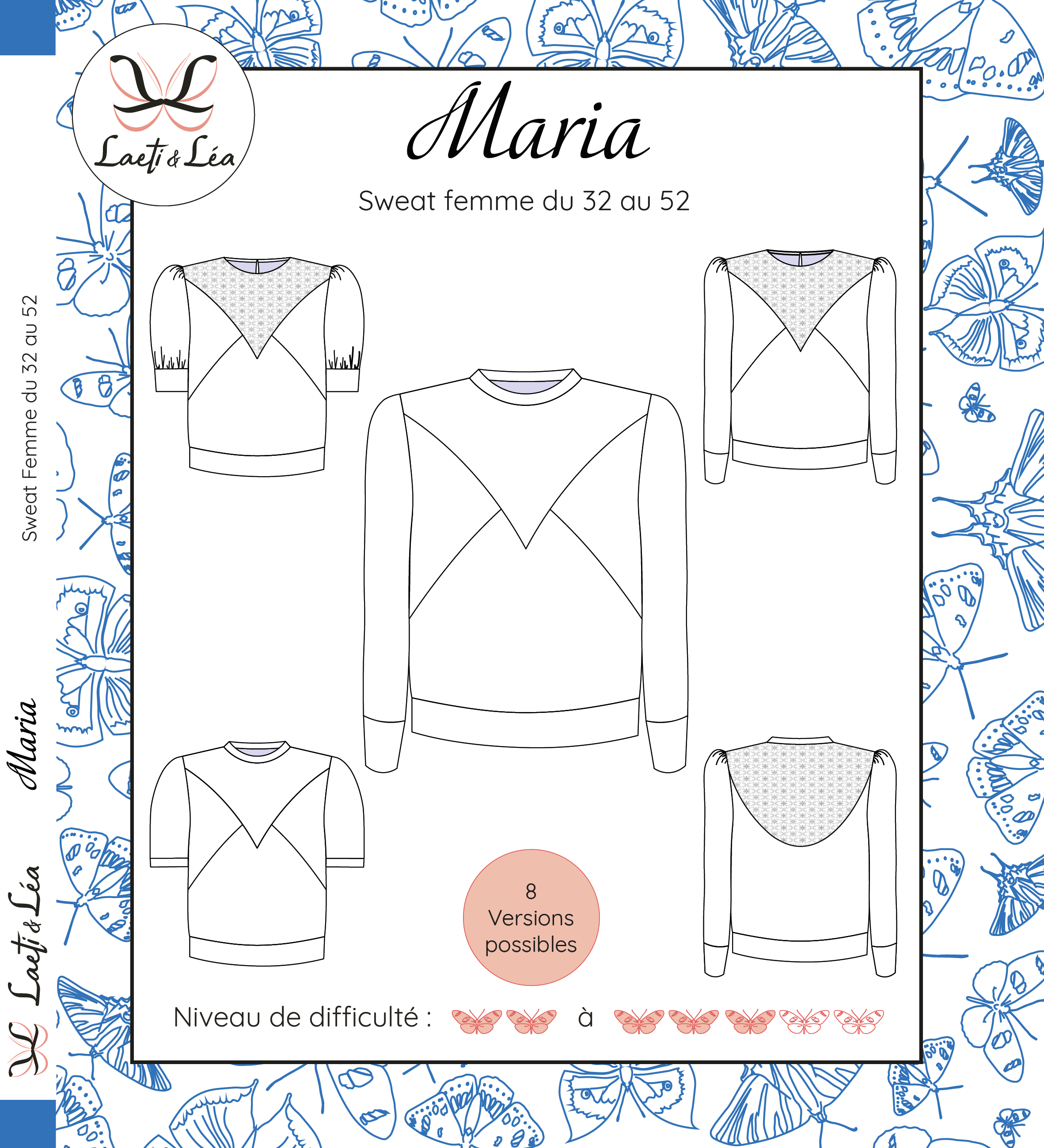 Laeti & Léa Maria Sweat Femme 32-52 patron couture PDF