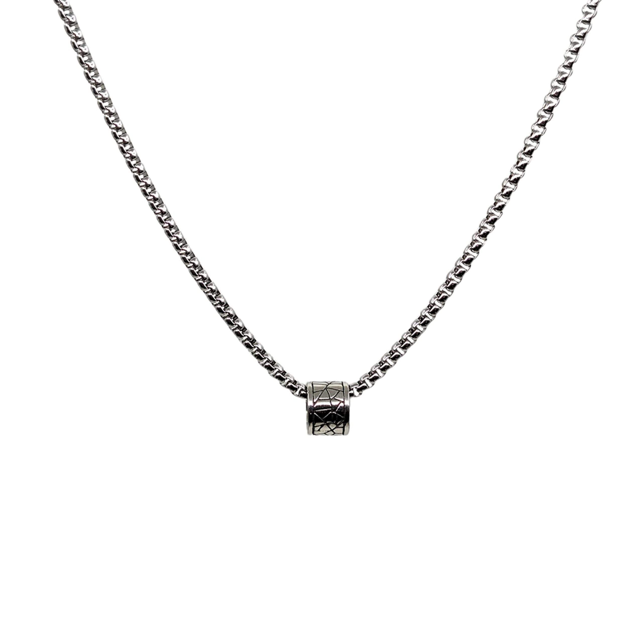 IKOBA Colliers motif craquelé chaîne argentée collier métal