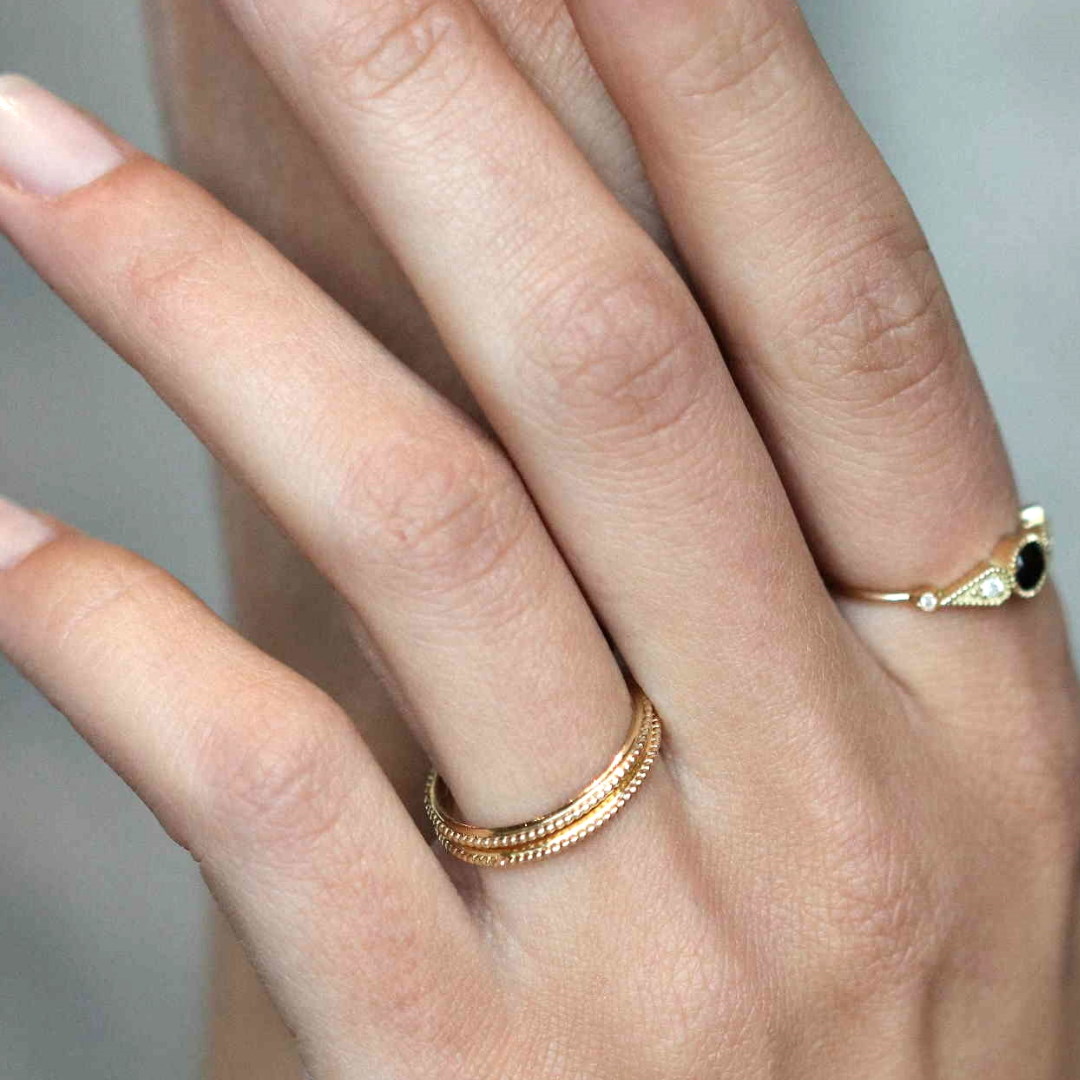 Angèle Brousse Georgia bague micro-perlée or