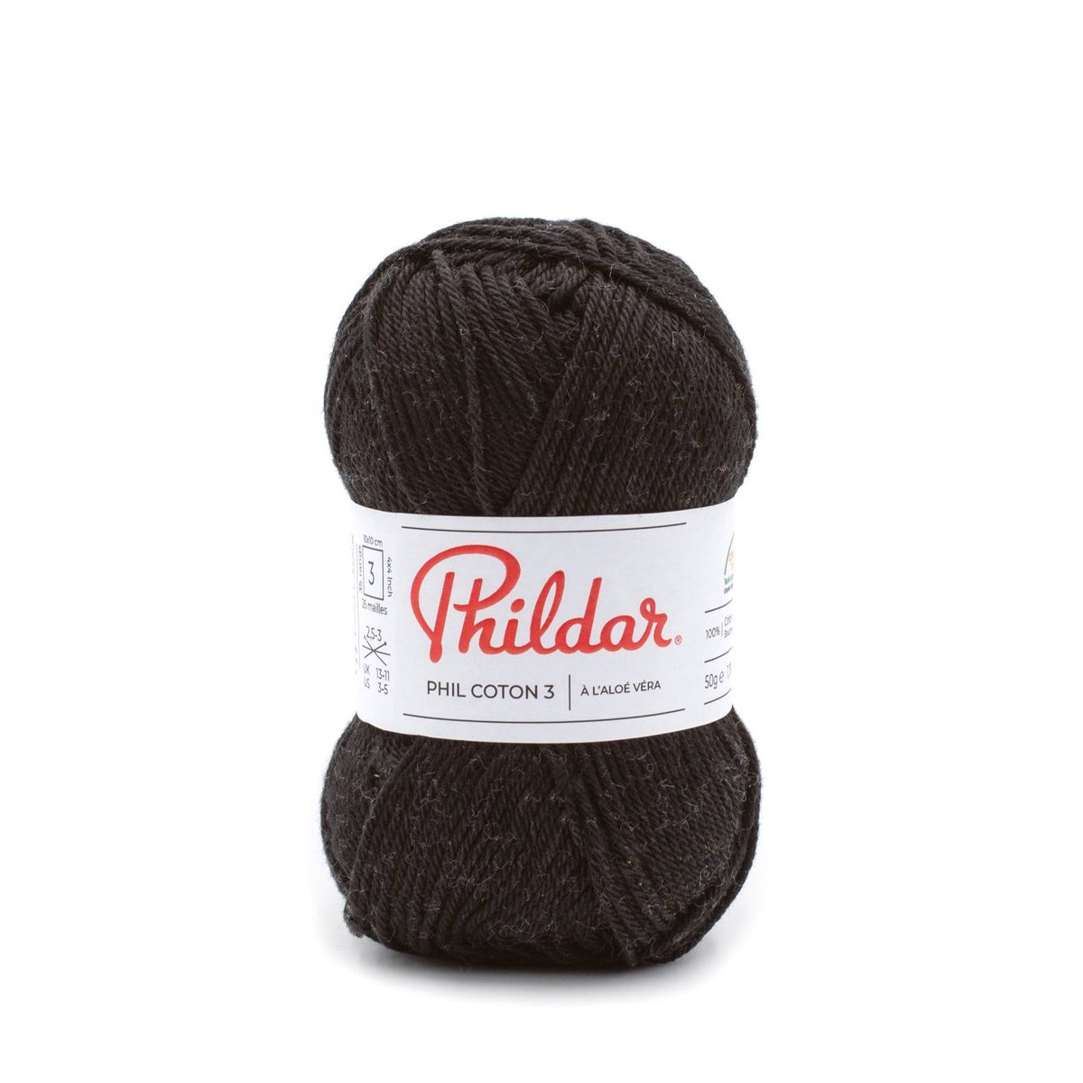 Phildar Phil Coton 3 pelote coton noir aloé vera