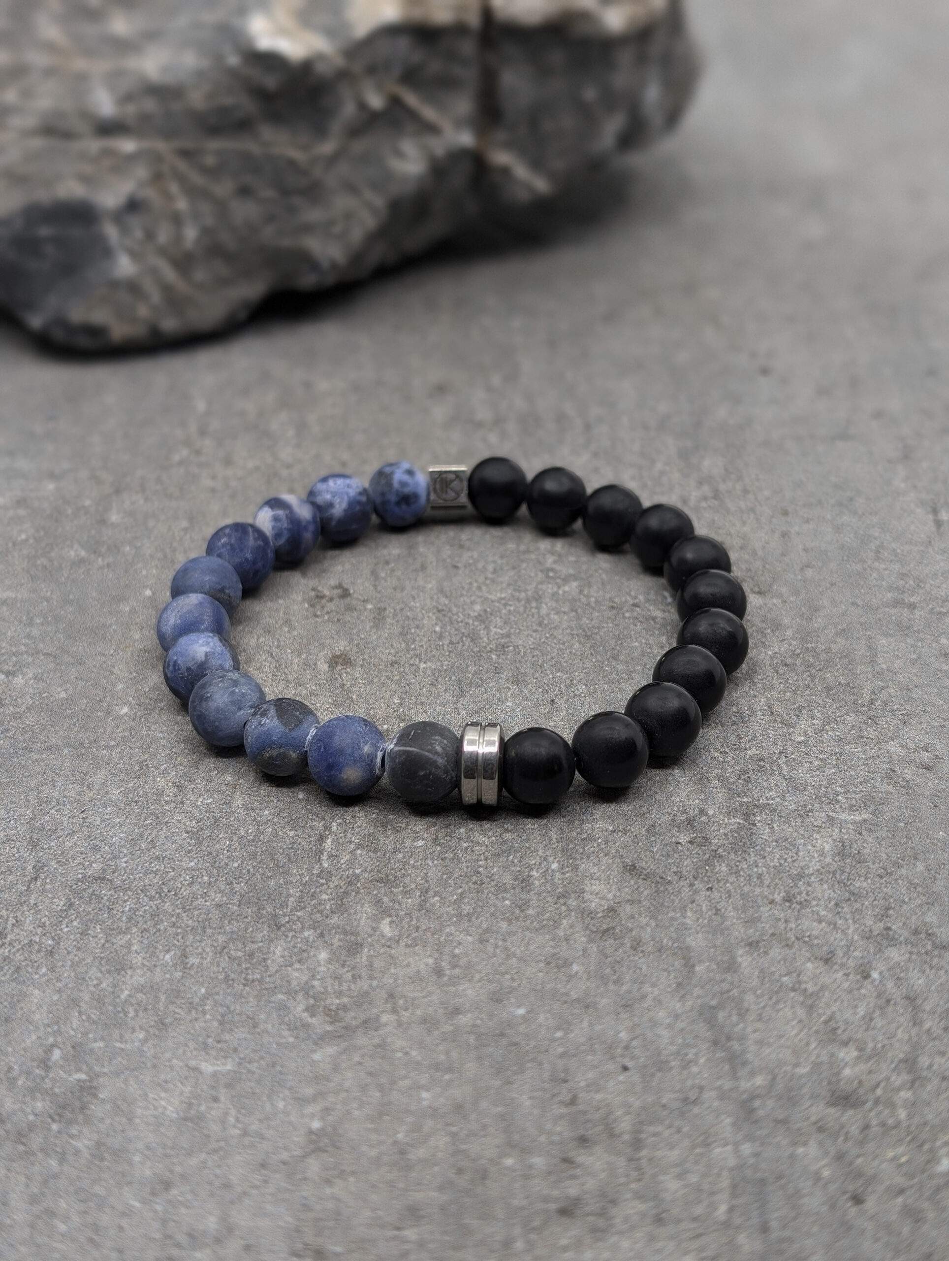 IKOBA Bracelets sodalite agate noire 8mm bracelet bicolore