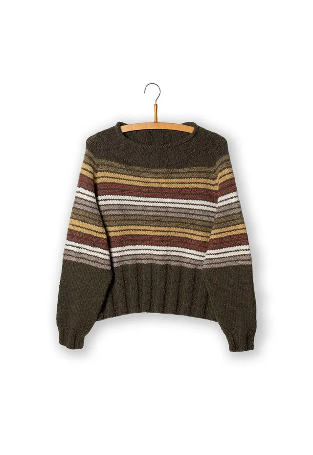 Isager Yarn Kits Inca Stripes kit pull rayé laine